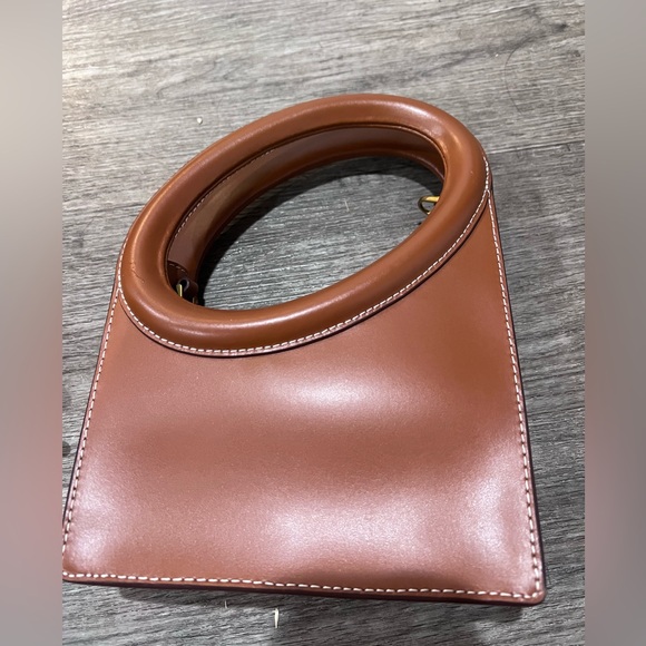 STAUD Handbags - STAUD Tan Leather Mini Handbag w/ Removable Xbody Strap w/ Asymmetrical Handle